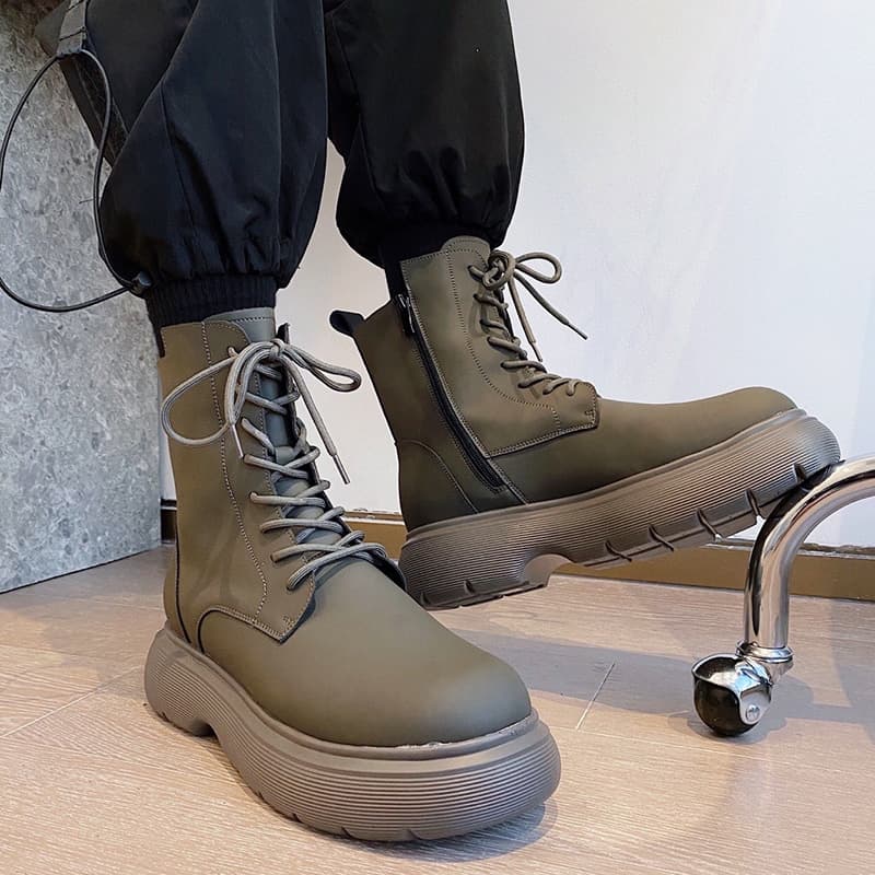 厚底サイドジップバイクブーツ