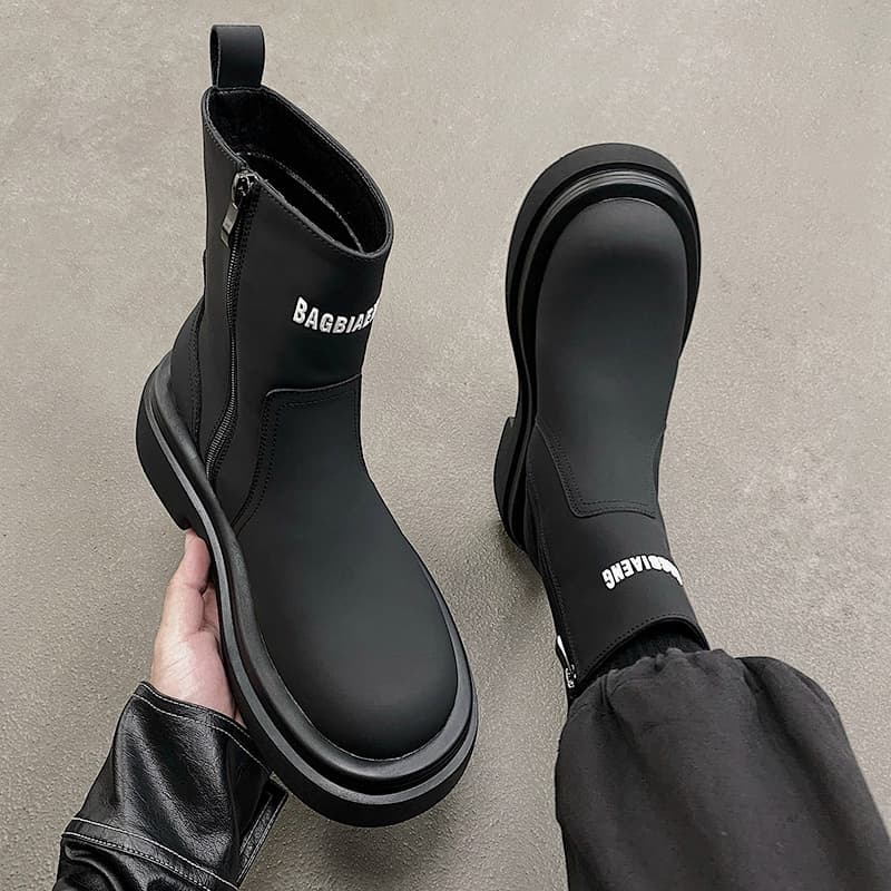 バイクブーツ シンプルモダンソール厚ブーツ