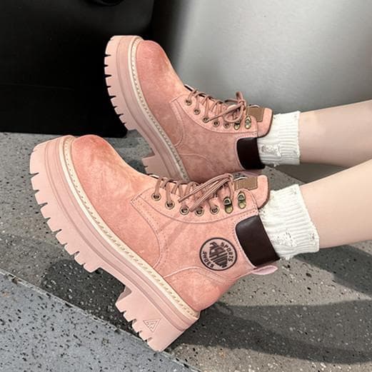 アウトドアスタイル厚底ショートバイクブーツ