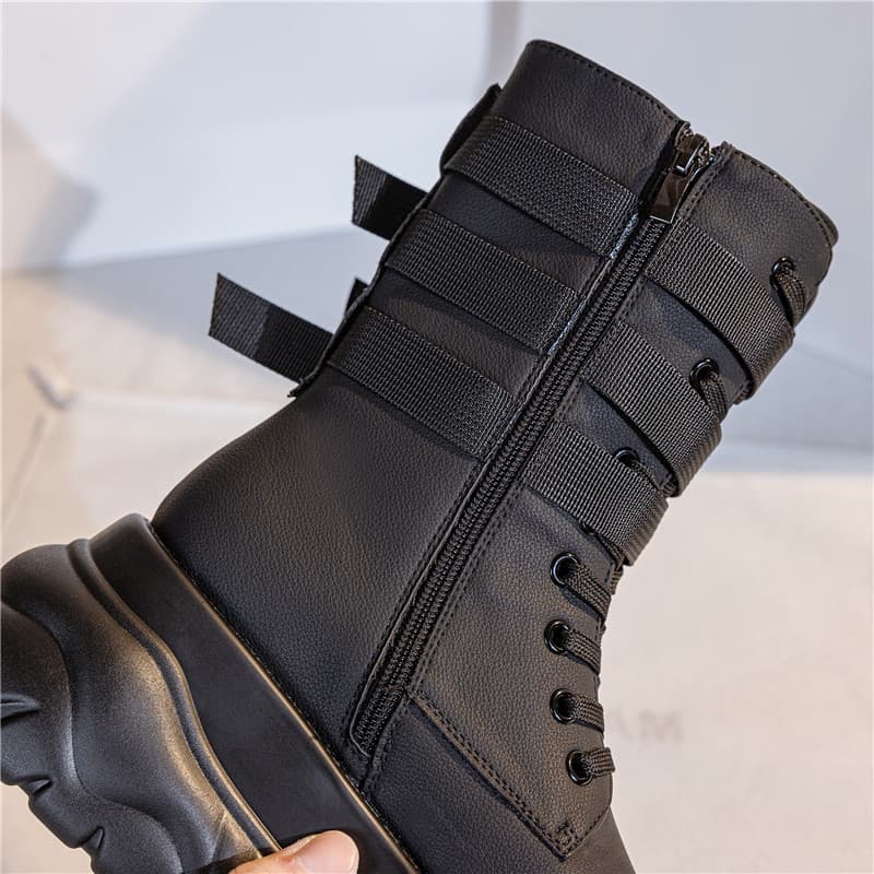 厚底パンクスタイル バイクブーツ