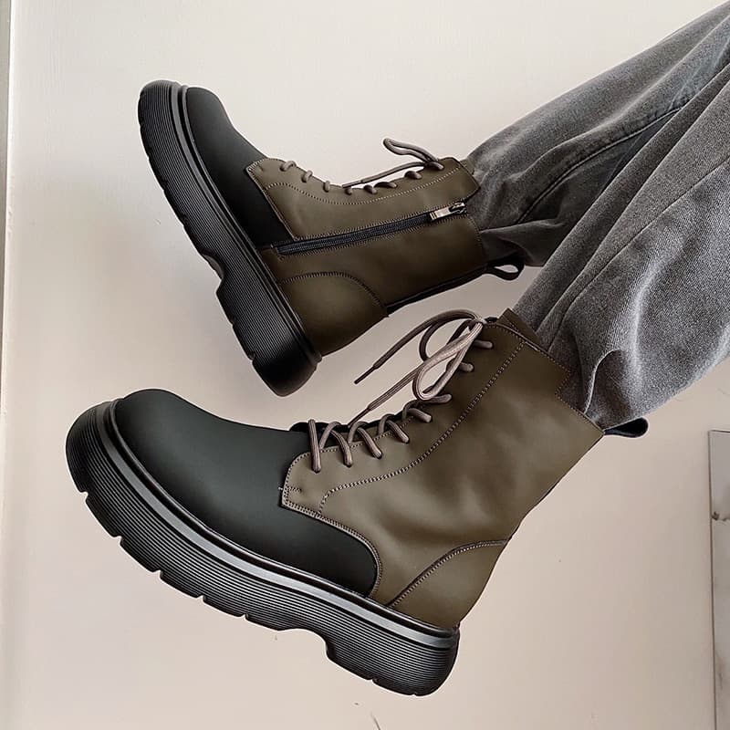 厚底サイドジップバイクブーツ