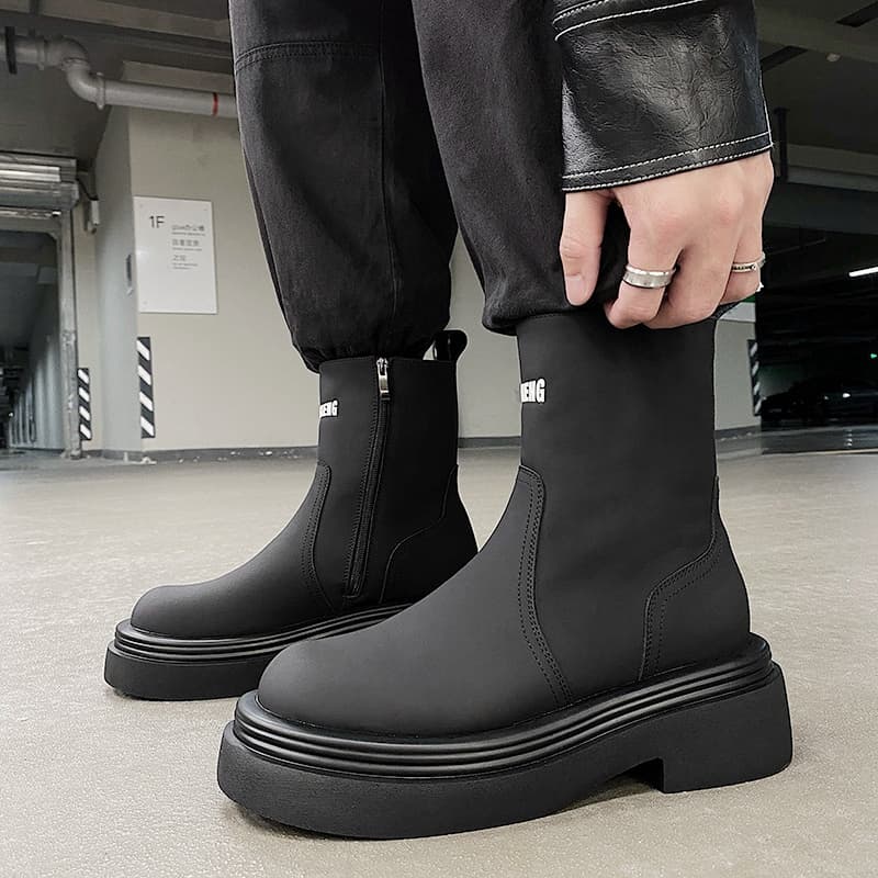 バイクブーツ シンプルモダンソール厚ブーツ