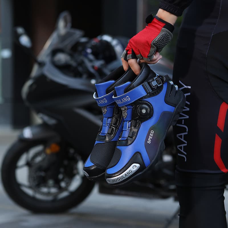 バイクブーツ 回転式ダイヤル搭載プロテクション強化ショートブーツ