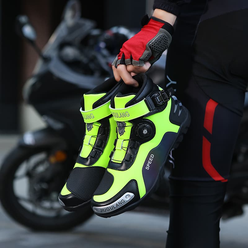 バイクブーツ 回転式ダイヤル搭載プロテクション強化ショートブーツ