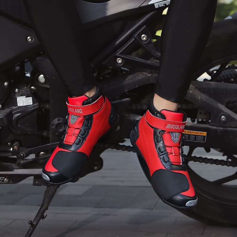 バイクブーツ 回転式ダイヤル搭載プロテクション強化ショートブーツ