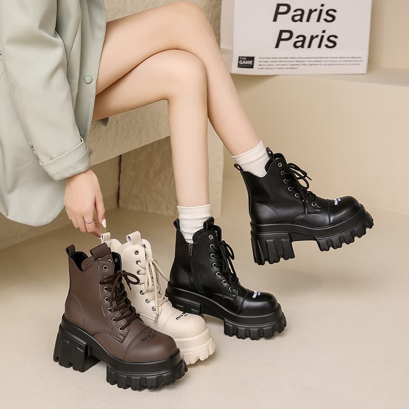 厚底サイドジップバイクブーツ